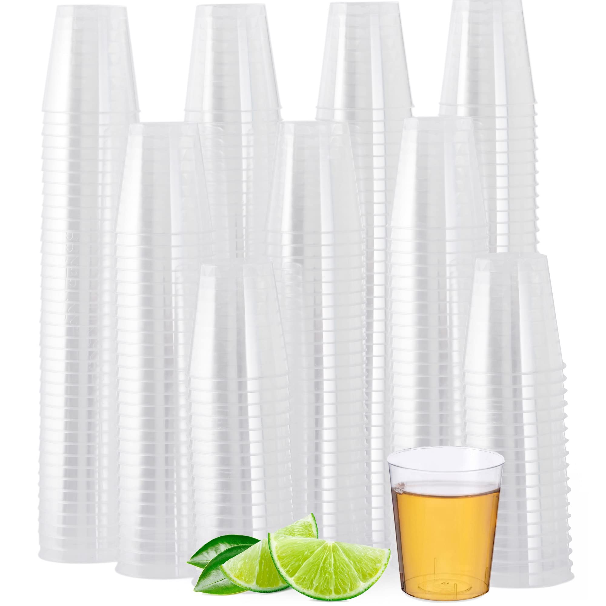 MATANA - 500 Crystal Clear Multi-Use Plastic Shot Party Glasses - 60ml