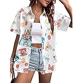 VILOVE Magical Shirt for Women Magic Hawaiian Shirts Princess Tshirt Funny Castle Graphic Family Vacation Button Up Tops