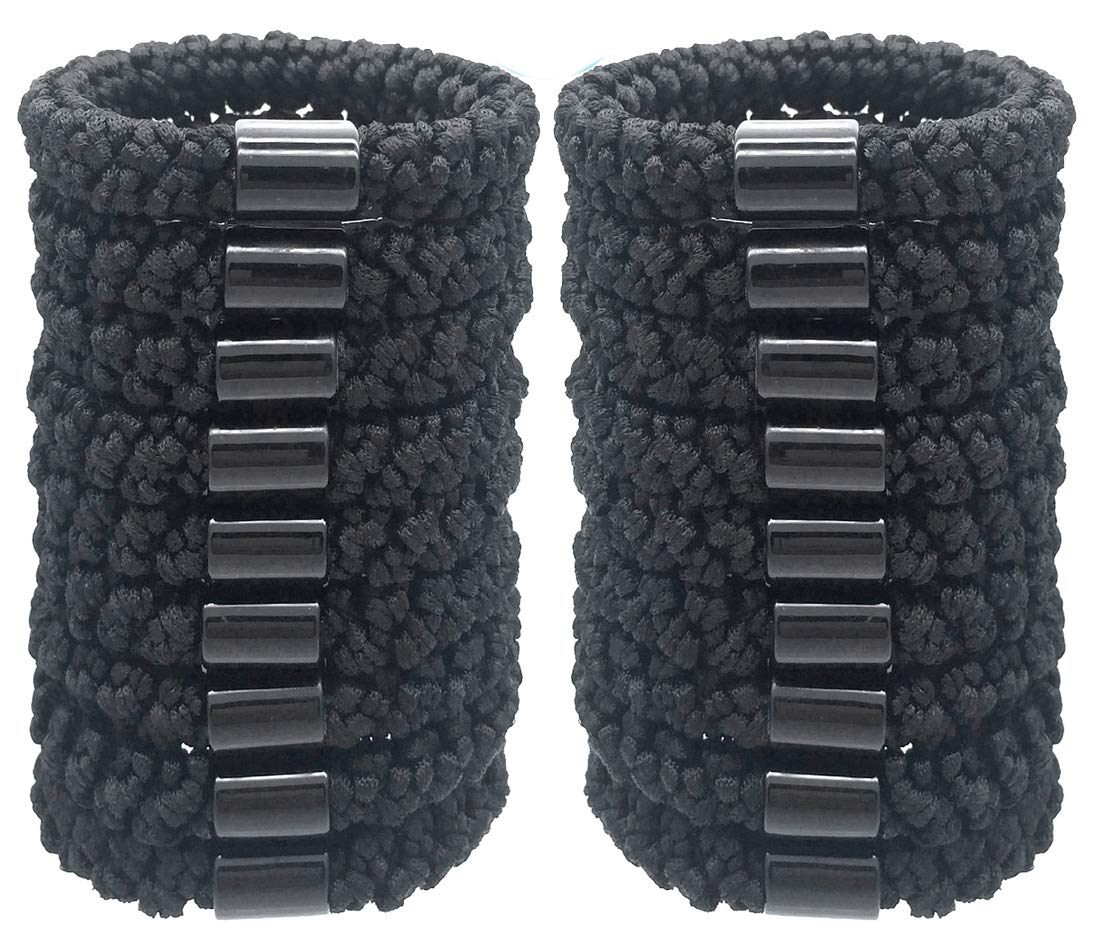 HOLLIHI 20 Pieces Large Hair Ties Pony Ponytail Holders for Thick Hair - Stretchy Elastics Hair Bands Boutique Woven Ropes for Women and Girls, Black
