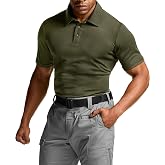 CQR Men's Quick Dry Tactical Polo Shirt, Lightweight Breathable Performance Polo, Short Sleeve UPF 50+ Outdoor Golf Shirt