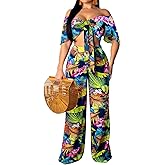 sexycherry Two Piece Outfits for Women Beach Bandage Crop Top Long Straight Pants Vacation Swimwear Cover Ups Sets