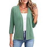 Newchoice Womens 3/4 Sleeve Open Front Cardigan Cropped Lightweight Shrug Bolero Cardigan Sweater
