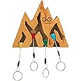YY Vertical Mountain Decor Keyholder in Cherry Wood Ideal Gifts for Climbers 4 Key Rings Included Perfect for Mountain Lovers