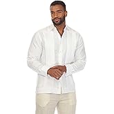 Mojito Men’s 100% Linen Wedding Shirt – Framed Pleat Guayabera Chacabana with French Cuffs