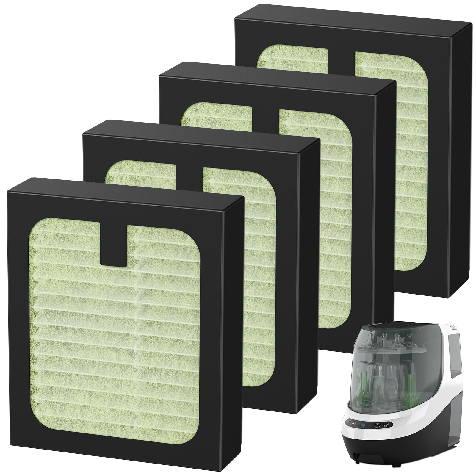 4 Pack HEPA Filter Replacement for Baby Brezza Baby Bottle Washer Pro, High Performance Filtration for Air Cleaner Dust
