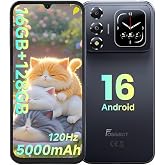 FOSSIBOT S7 Android 16 Cell Phone(2026), 16GB+128GB/2TB Unlocked Phone, 6.9" Display 120Hz Dual-Screen Smartphones, 5000mAh Battery 4G Dual Sim Mobile Phones, Gemini Al/GPS/Face ID (Black)