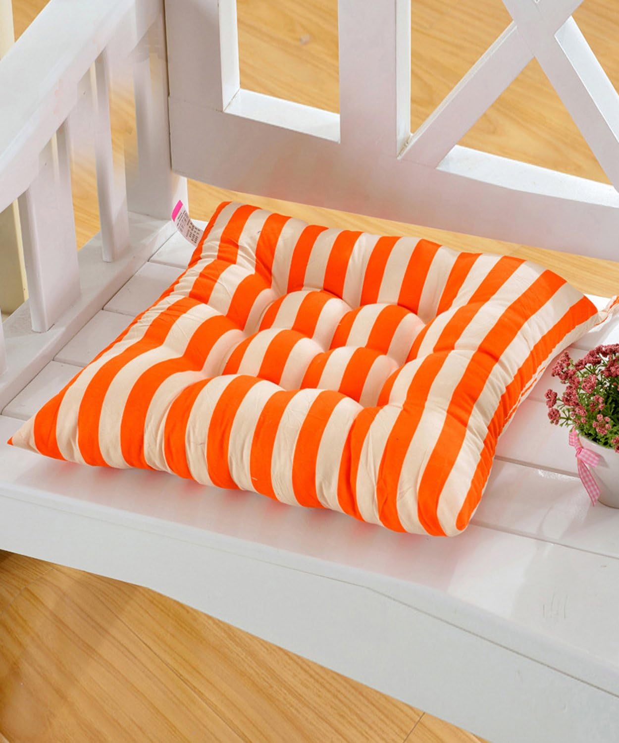 Vococo Fashion Indoor Home Kitchen Office Chair Pads Seat Pads Cushion Square Stripes Pillow (Orange)