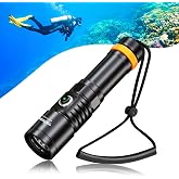 ORCATORCH D710 3000 Lumens Dive Light, Bright Diving Flashlight, Black | Narrow 6&deg; Beam, 4 Modes (High/Med/Low/Turbo), Switch Locking Design &amp; Power Indicator, IP68 Waterproof for Scuba Diving