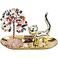 Carselage Cat Ring Holder Cat Lovers Gifts for Women, Crystal Tree Ring Dish Earrings Jewelry Box Organizer Trinket Tray, Birthday Gifts for Teen girls Trendy Stuff