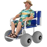 20 inches Seat Width Beach Wheelchair, 13" Balloon Tires for Soft Sand, Easily Disassembles Includes Carry Bag