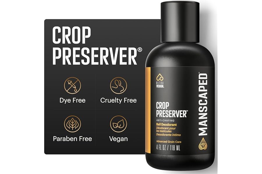 MANSCAPED® The Crop Preserver®, Men’s Ball Deodorant, Male Care Hygiene Moisturizer, Anti-Chafing Groin Protection with Cooling Aloe Vera, Refined® Scent, 4oz