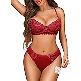 Avidlove Lingerie for Women 2 Pieces Lingerie Set Lace Bra and Panty Sets Sexy Babydoll Underwear