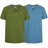 Tommy Bahama Mens 2 Pack Henley T-Shirts Soft Cotton Short Sleeve Shirt | Lightweight Stretchy &amp; Breathable Top, Lounge Sleep &amp; Layering Undershirt, Travel Vacation &amp; Everyday Casual Clothing