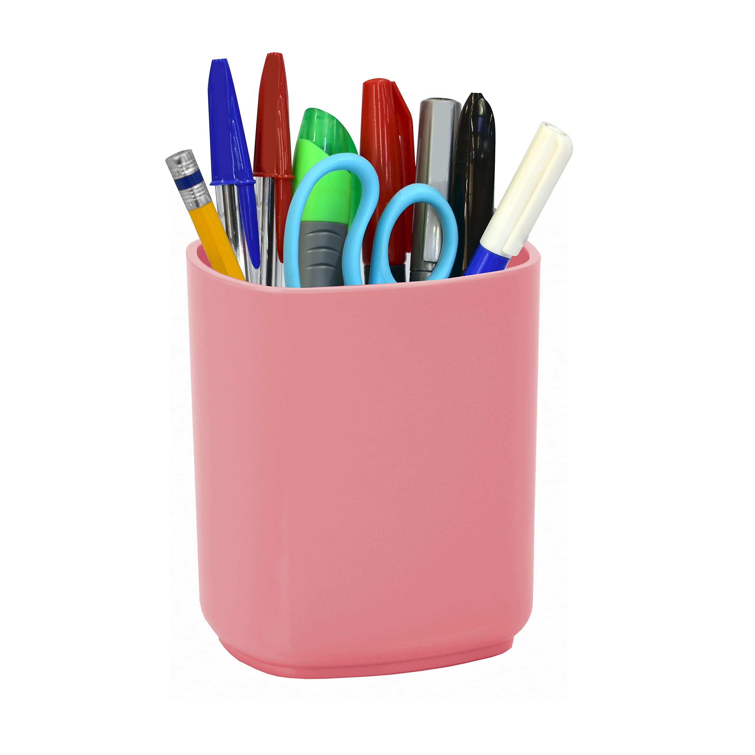 Acrimet Jumbo Pencil Holder, Pen Cup, Caddy Super-Sized Desktop Organizer for Students, Artists and Professionals (Plastic) (Solid Pink Color)