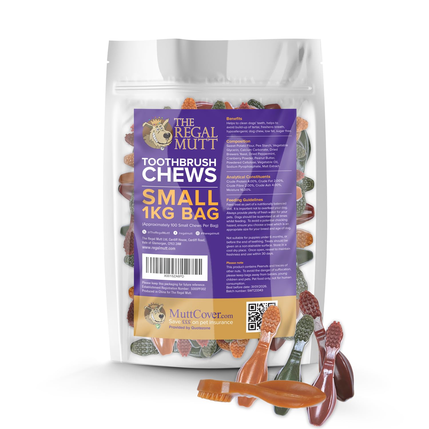 The Regal Mutt - Toothbrush Chews - Small - 1kg Bag — image 1