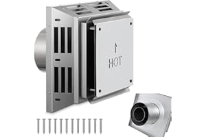 Zonon 4 x 6-5/8 Direct Vent Horizontal Square Termination Cap, Heavy Duty Galvanized Steel Exhaust Cap for Fireplace, Stove G