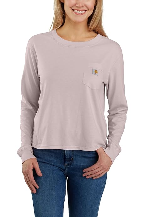 carhartt womens relaxed fit heavyweight crewneck pocket thermal shirt