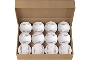 LAATSE Unmarked Adult Baseballs, Blank Standard Practice Baseball Size 9 Inch, Youth Baseballs Game Tball Balls for High School League Training, Pitching, Throwing and Autograph (2Pack, 4 Pack, 12 Pack)