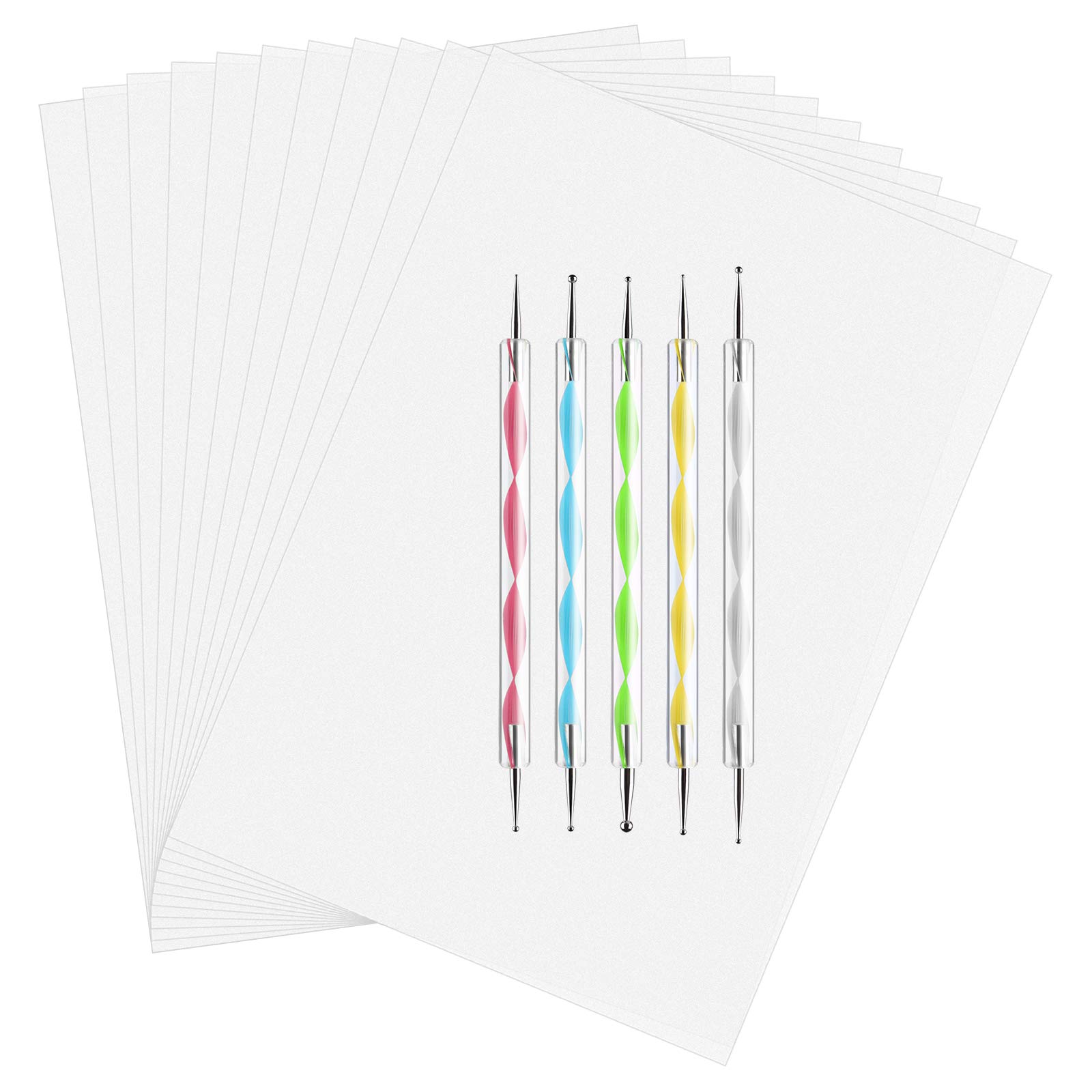 ASTARON 150 Sheets Carbon Paper White Transfer Tracing Paper with 5 PCS Embossing Stylus Dotting Tools for Cloth Fabric Paper Wood