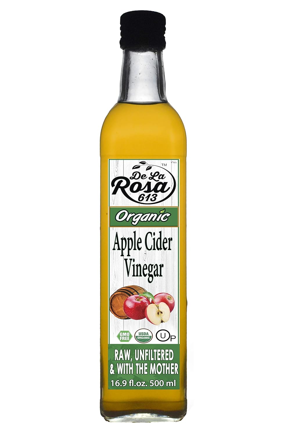 ORGANIC Apple Cider Vinegar - De La Rosa 16.9oz - Raw & Unfiltered, with the