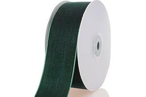 ATRBB Dark Green Velvet Ribbon - 1 1/2 Inch Width, 10 Yards Per Roll - Classic Elegant Flocked Ribbon for Gift Wrapping, Crafts, and Decorations