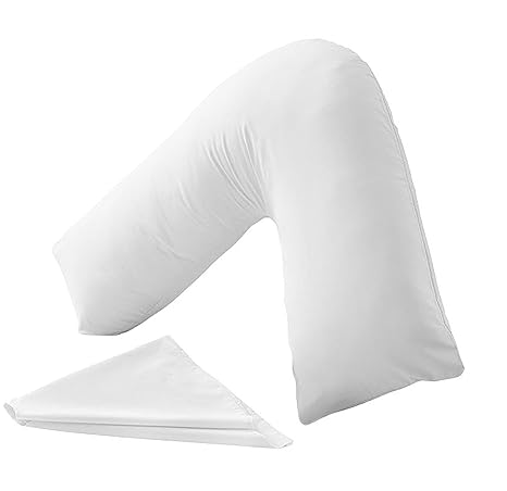 White Hollowfibre V Pillow Back Neck Support V Shaped Orthopedic