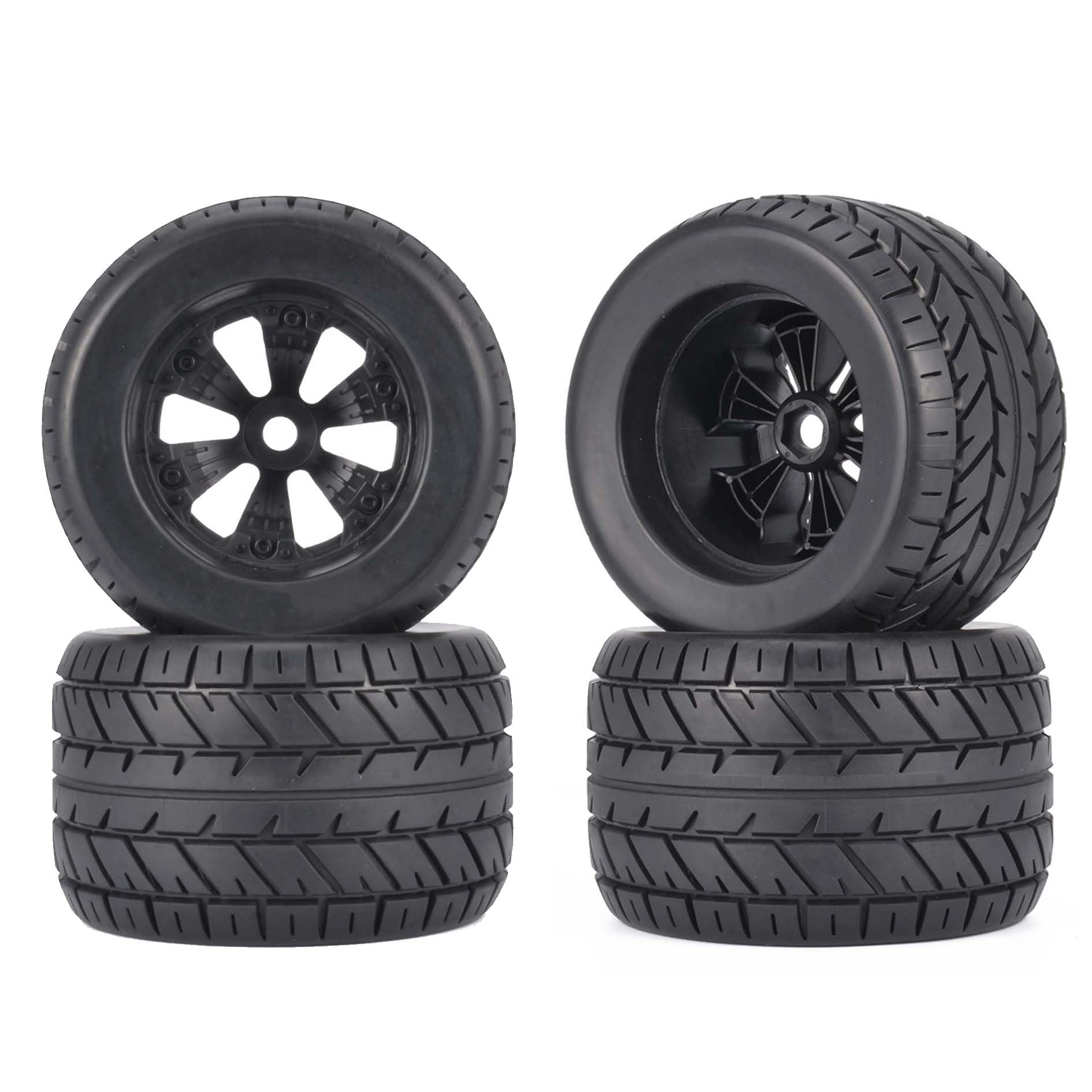 KEEDA 1:8 RC 165mm Tyres and 17 mm Hex Wheels Street Tires for Redcat Rovan HPI E-MAXX Savage FLUX HSP Kyosho Hobao Arma Kraton ZD Racing 1/8 RC Monster Truck (4 PCS)