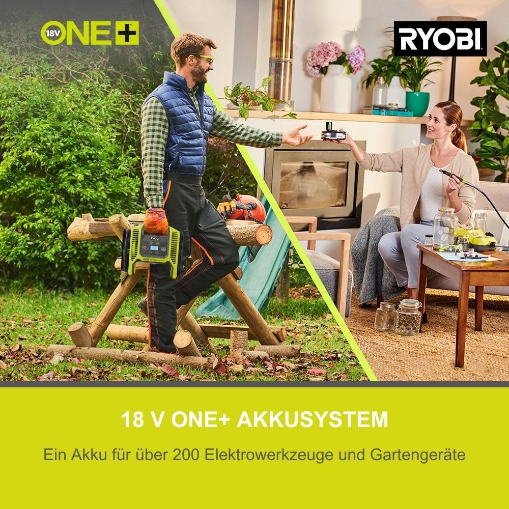 RYOBI 18 V ONE+ Akku-Staubsauger RSVS18-1C20G, 30 AW Saugleistung, Dual-Zyklonen, HEPA-Filter, inkl. 2,0 Ah Akku und 2,0 A Ladegerät 7