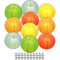Colorful Chinese Paper Lanterns With LED Lights - 10 Pack Rainbow Party Decor For Weddings, Birthdays & Classroom