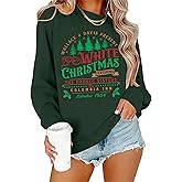 LAZYCHILD White Christmas Sweatshirt for Women: Christmas Movie 1954 Shirts Xmas Tree Holiday Long Sleeves Pullover