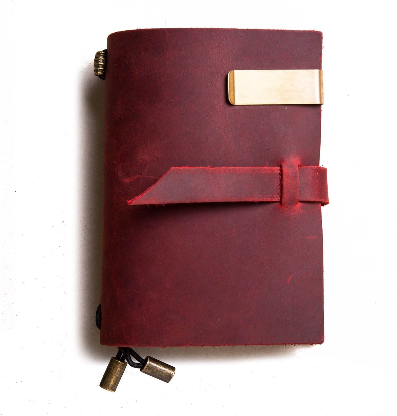 Travelers Notebooks and Journals,Leather Diary,Bullet Journals,Refillable Notepad for Men & Women to Write in,Holder Clip Zipper Card Sketching Drawing (Red, Pocket Size)