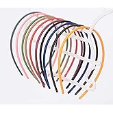 TANLOMY 10 Pieces 5mm Plastic Headbands for Girls and Women, Thin Plain Plastic Hairbands with Short Teeth in 10 Colors for Rainbow Headbands DIY Hair Accessories