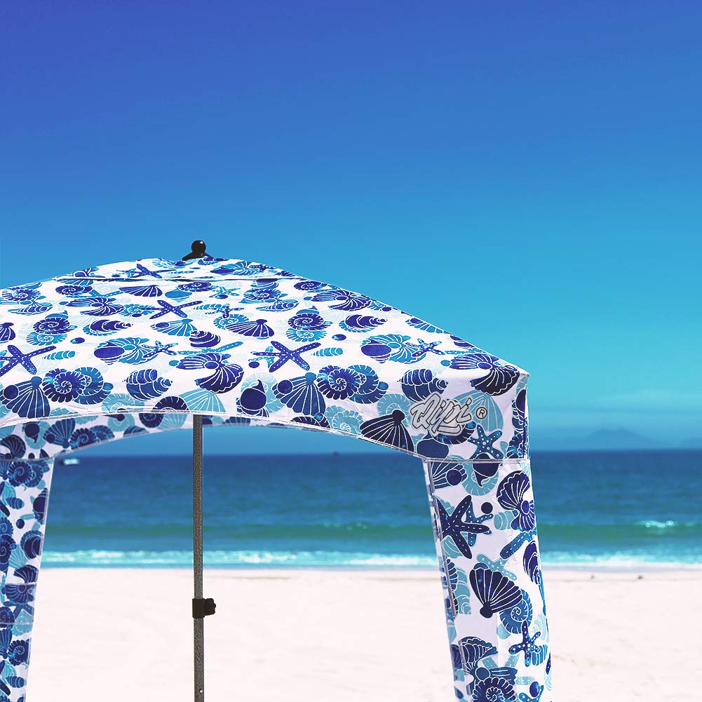 Qipi Beach Cabana - Easy to Set Up Canopy, Waterproof, Portable 6' x 6' Beach Shelter, Included Side Wall, Shade with UPF 50+ UV Protection, Ultimate Sun Umbrella - for Kids, Family & Friends