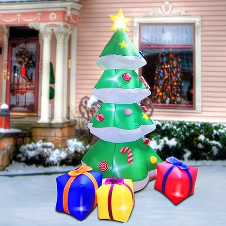 Twinkle Star Christmas Inflatables 7 Feet Xmas Tree With Gift Box Blow Up Indoor Outdoor Home Party Lawn Yard Garden Decorations Amazon In Garden Outdoors