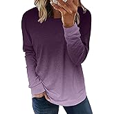 ONLYSHE Womens Crewneck Sweatshirt Casual Loose Fitting Tops Long Sleeve T Shirt
