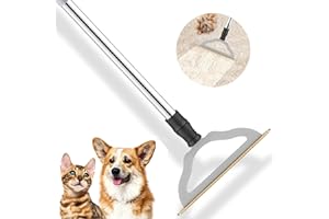 HIMODA Pet Hair Remover for Carpet, Adjustable Long Handle Carpet Rake for Dog & Cat Hair Removal, Reusable Fur Brush & Lint 