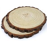 Large Wood Slices for Table Centerpieces, Natural Rustic Round, 12-13 Inch Diameter, Wedding Decor, Set of 2