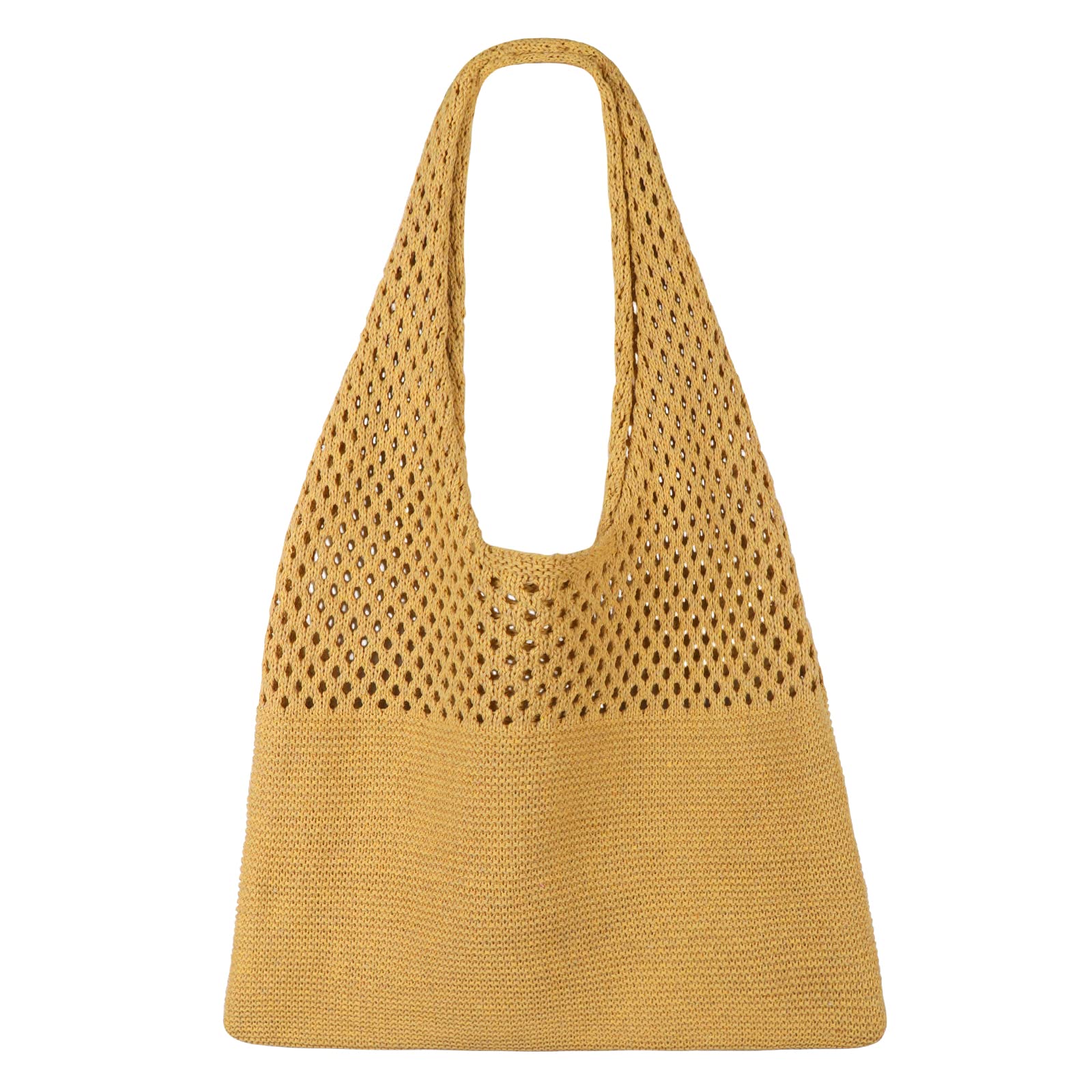 Photo 1 of SUOSDEY Crochet Mesh Beach Tote Bag, Summer Vacation Aesthetic Knit Boho Bag for Women,yellow