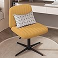 Armless Criss Cross Chair Comfy Office Chair Home Office Desk Chair Computer Chair Vanity Chair for Bedroom, Makeup Room, Living Room Chairs (Shell Shape, Dark Yellow)
