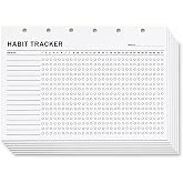 Fynora Monthly Habit Tracker, A5 6-Hole Planner Inserts, 12-Month | Clean monthly tracking layout; Easy daily check-in format; Visible routine progress; Simple black-and-white design