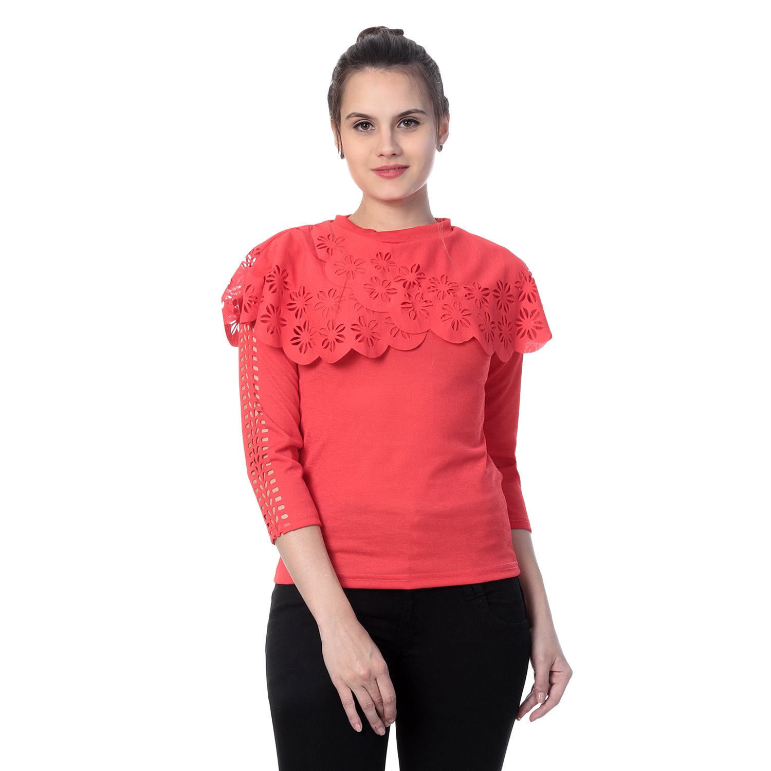 dimpy garments buynewtrend flower design crepe top for women