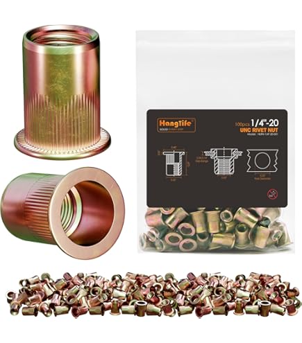 Uxcell 25-Pack 5/16-18 Multi-Grip Rivet Nuts - Pre-Bulbed Threaded Insert Nuts Gold Zinc