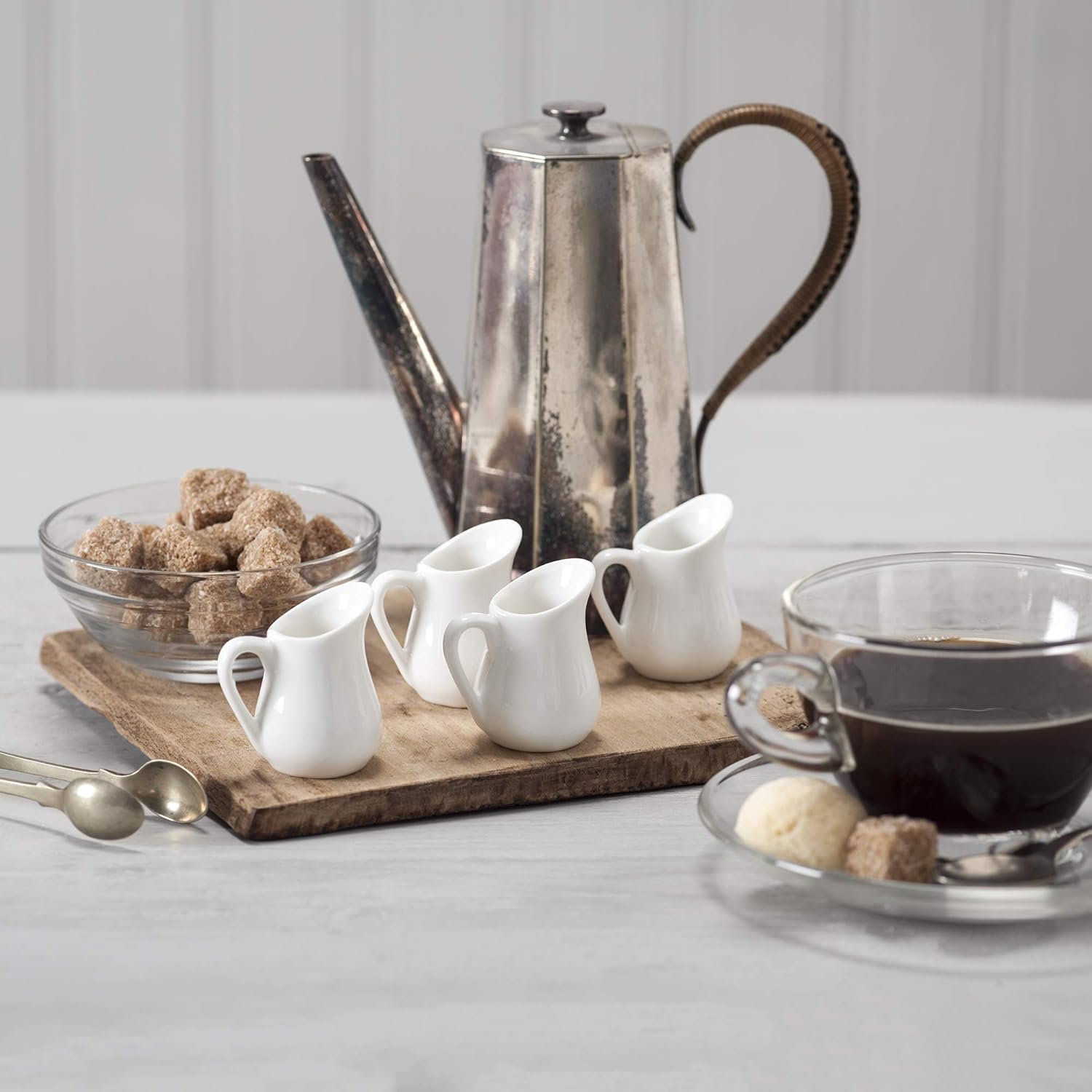 WM Bartleet & Sons 1750 TSET21 Set of 4 Mini Porcelain Traditional Bellied Small Individual Creamer Jug White, 20 milliliters - Image 5