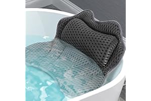 Bath Pillow for Bathtub, Ergonomic Bubble Bath Pillow with 6D Head, Neck, Shoulder & Back Support, 6 Powerful Suction Cups fo