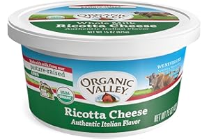 Organic Valley Ricotta Cheese in Tub, Whole Milk, Italian Flavor, Cow's Milk, Non GMO, Kosher, 15 Ounces (Pack of 6)