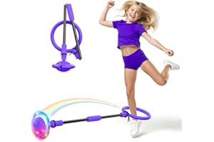 AIDABLI Ankle Skip Ball for Kids, Foldable Colorful Light Flash Wheel Skip Ball for Adults, Indoor Outdoor Game Toys for Kids, Gift for Girls, Boys Ages 5 6 7 8 9 10 11 12 Years Old - Purple