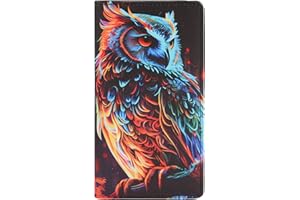 Sanlykate Checkbook Cover for Duplicate Checks, Men & Women, RFID Blocking PU Leather Standard Register Check Book Case for Personal Top & Side Tear Checks with Pen Holder & Free Divider, Print Owl