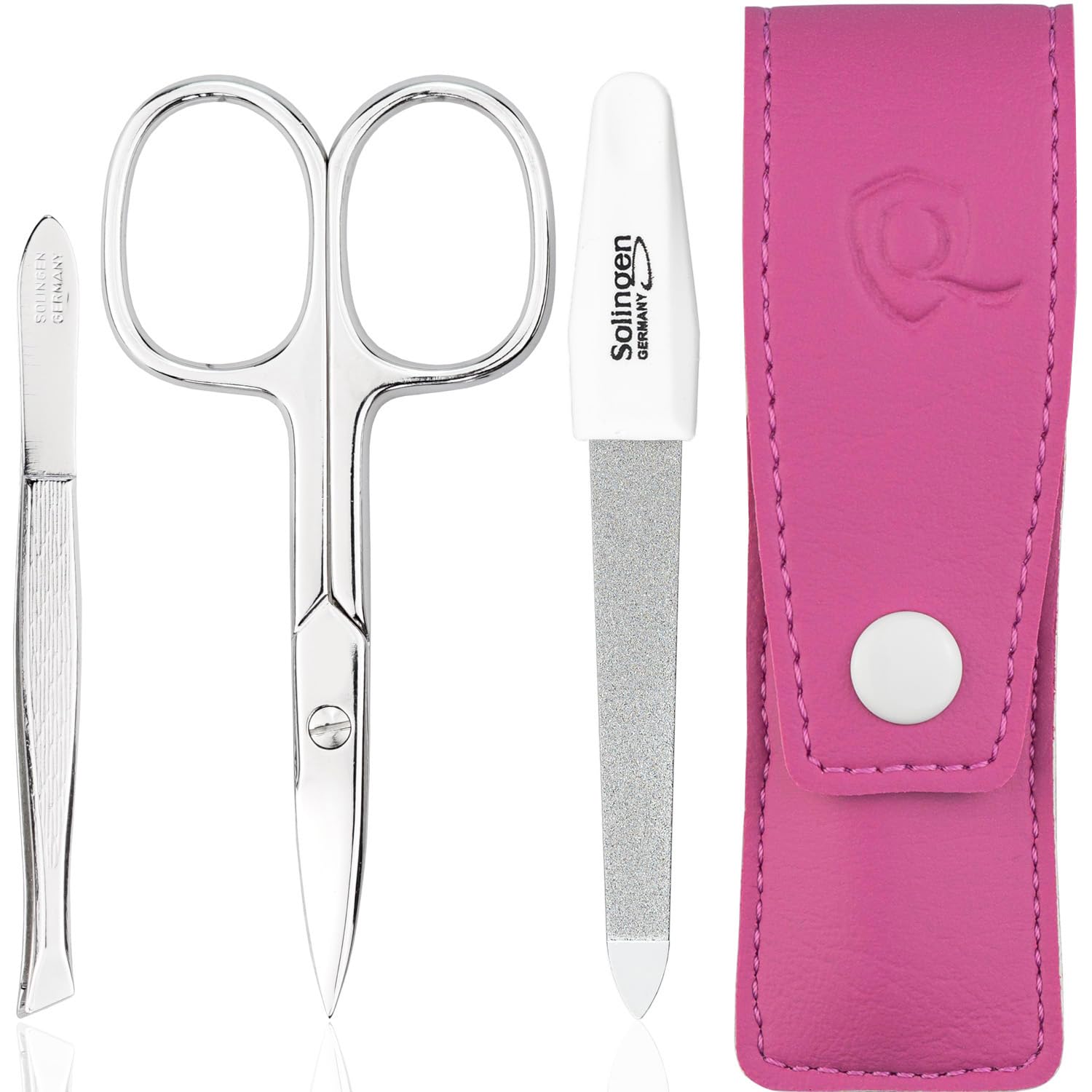 Nail Scissors and Tweezer Set with Nail File - 3 Piece Collection - Ideal for Him or Her, at Home or as Small Travel Grooming Essentials, rose