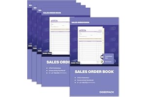 DGBDPACK Sales Order Book 5 Pack, 2 Part Carbonless Invoices, White/Canary, 5-9/16 x 8-3/4 Inches, Receipt Book 50 Units per Book