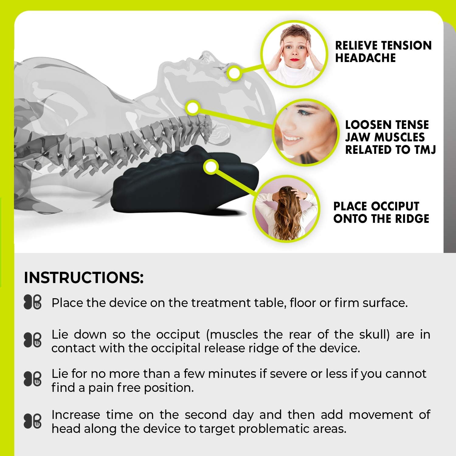 Cervical Traction Pillow - Chiropractic Orthotic Device for Neck and Shoulder Pain Trigger Point Therapy Massager and Posture Corrector with Acupressure and Occipital Release Nodes (Black): Health & Personal Care